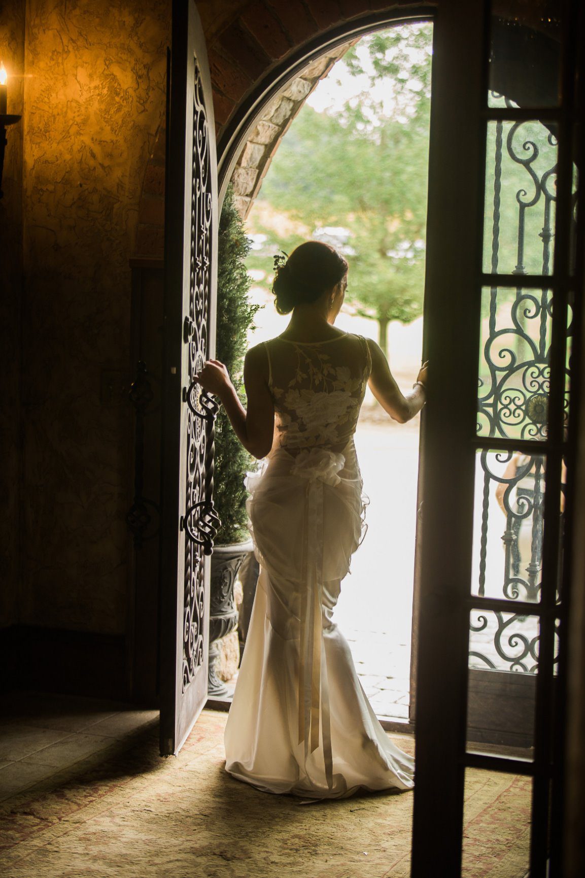 Bride in Manor Entrance